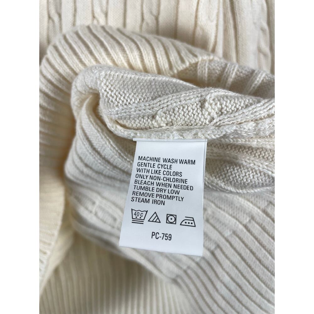 IZOD Womens Sweater XL Cream White Cable Knit Cotton Pullover Crew Neck - Picture 6 of 10